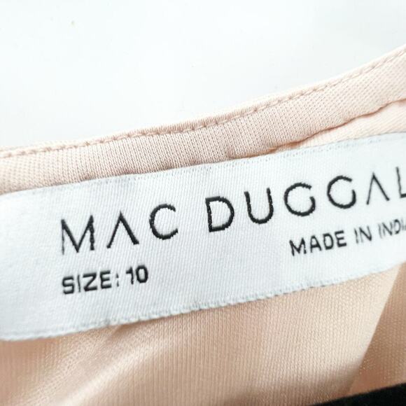 Mac Duggal Embellished Flutter Sleeve Wedding Guest Maxi Gown Nude Size 10 NWT - Picture 10 of 12